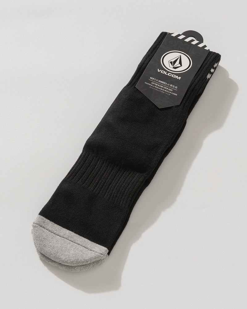 Meia Front Boarded Ribbed Crew Preta