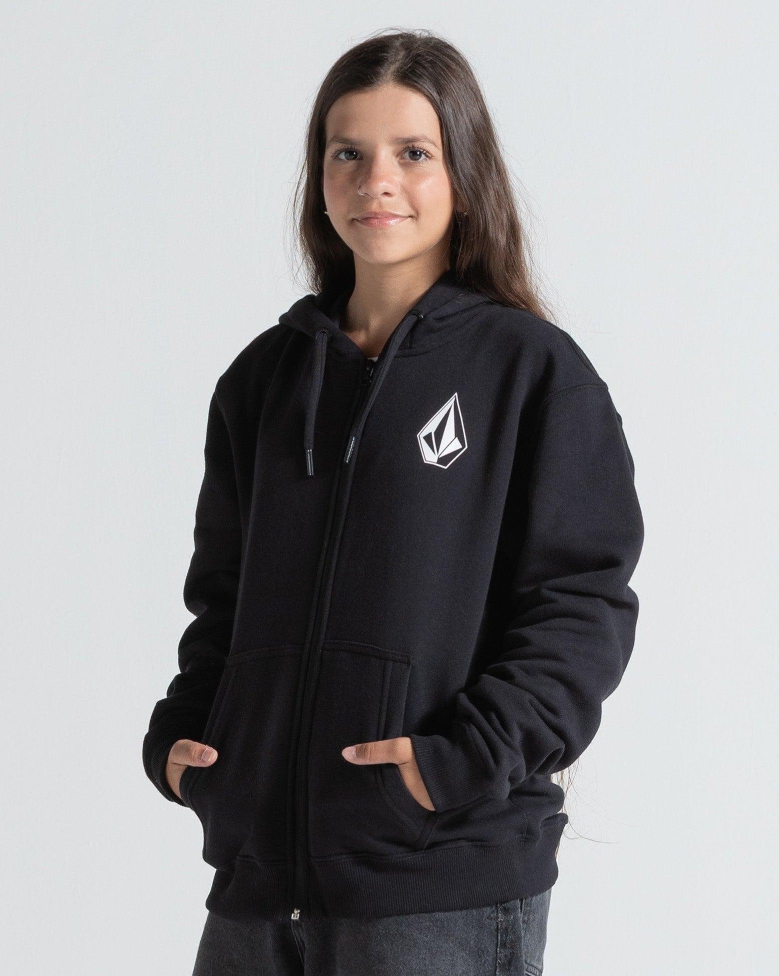 Moletom Canguru Aberto Volcom Iconic Stone Preto - Volcom Brasil