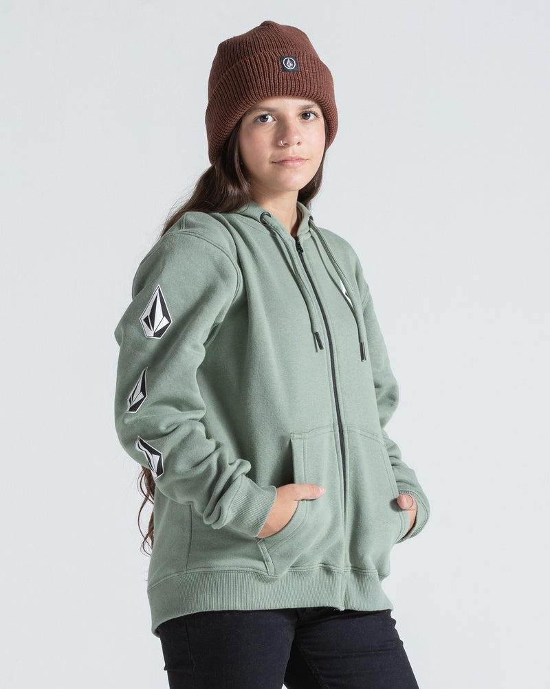 Moletom Canguru Aberto Volcom Iconic Stone Verde Claro