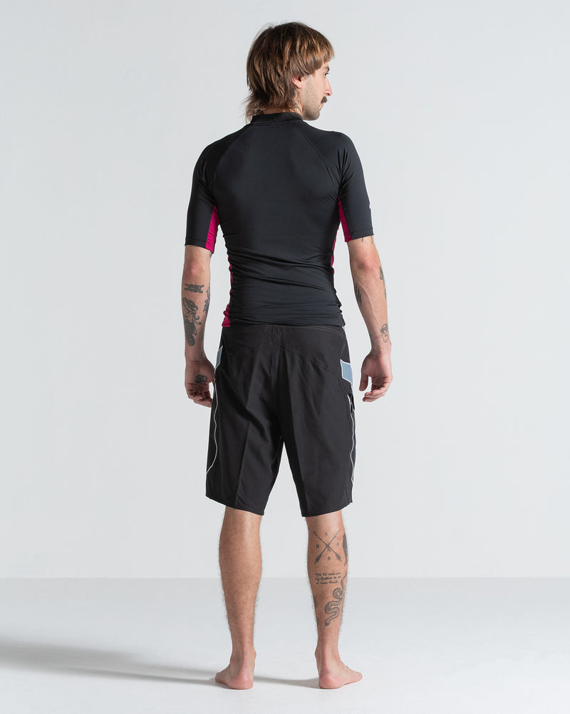 Lycra Manga Curta Volcom Lido Solid Preta