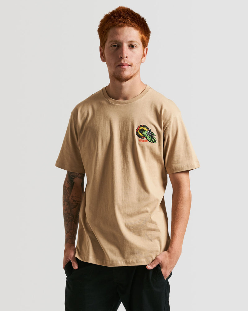 Camiseta Volcom Regular Digital Dimension Bege