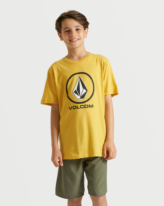 Camiseta Volcom Regular Crisp Stone Juvenil Amarela