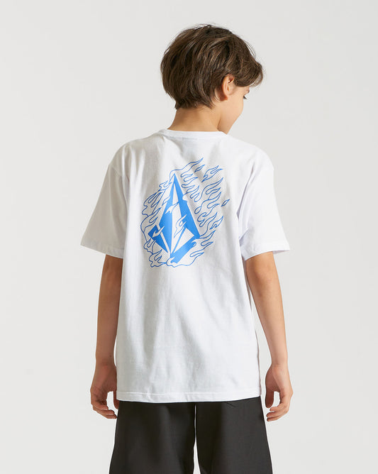 Camiseta Volcom Regular Fire Fight Juvenil Branca