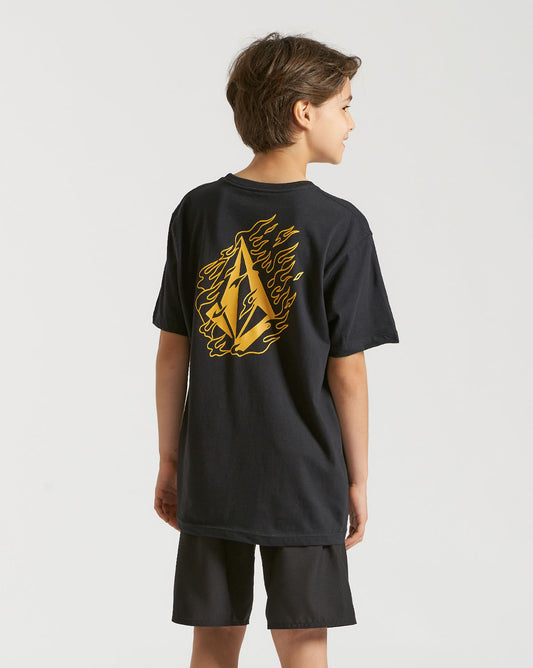 Camiseta Volcom Regular Fire Fight Juvenil Preto