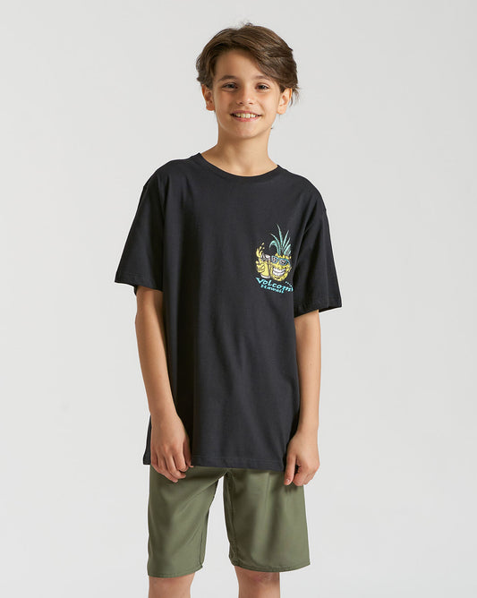 Camiseta Volcom Regular Pickled Juvenil Preta