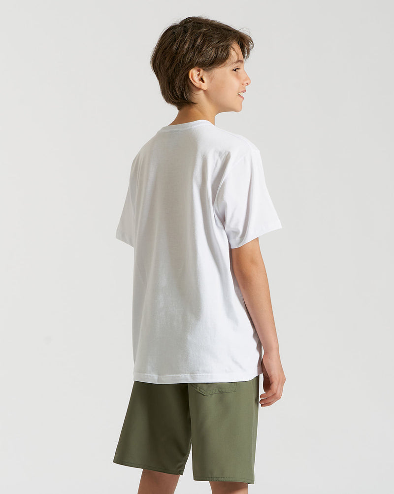 Camiseta Volcom Regular Phaset Juvenil Branca