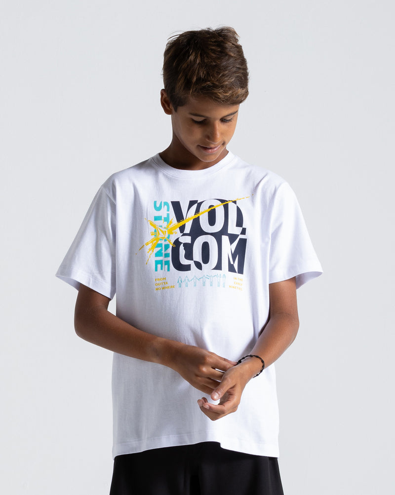 Camiseta Volcom Outta No Where Juvenil Branca