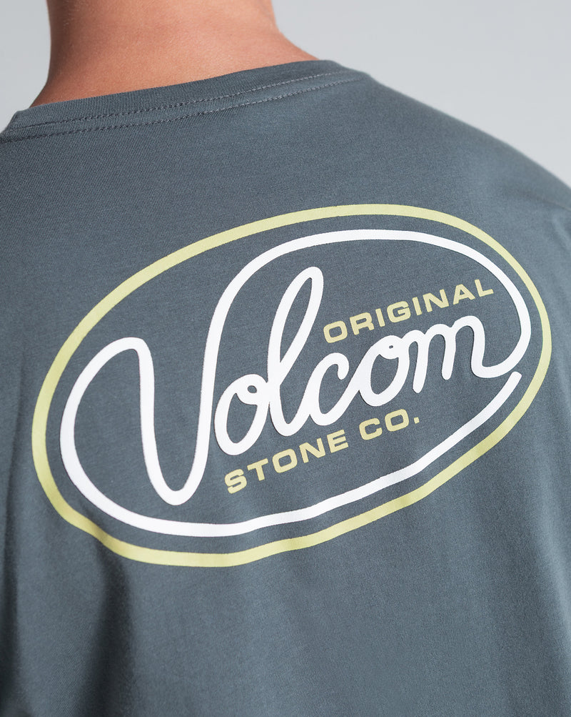 Camiseta Regular Volcom Clean Sweep Cinza Chumbo