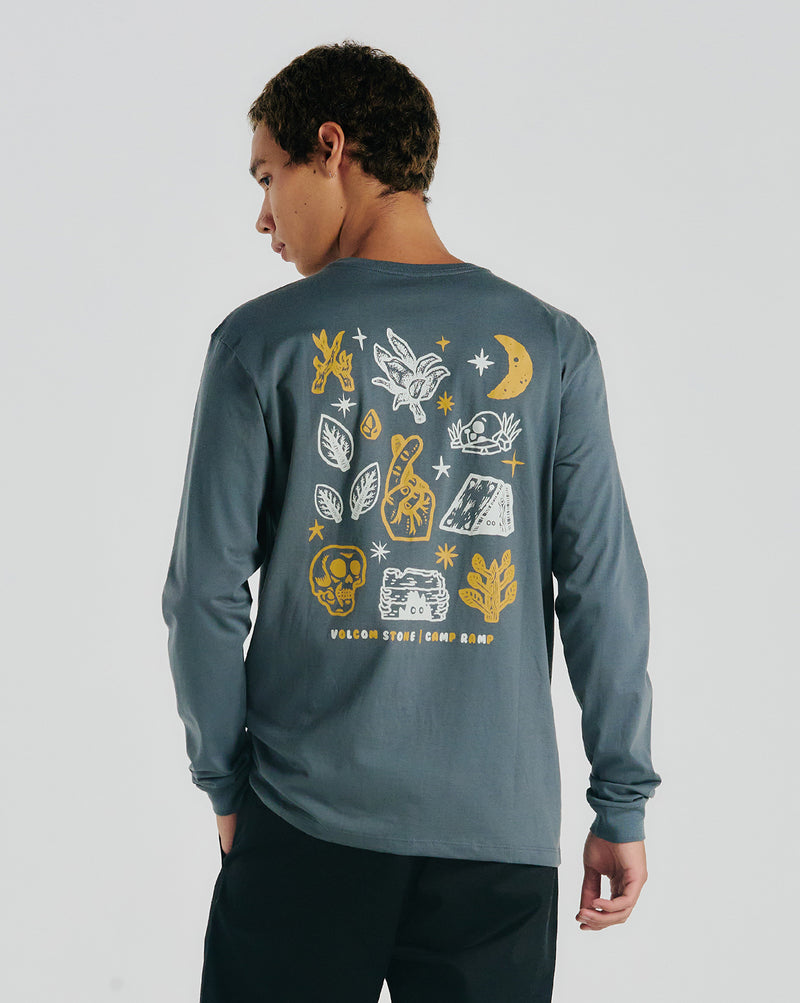 Camiseta Volcom Manga Longa V Ent Camp Ramp Grafite