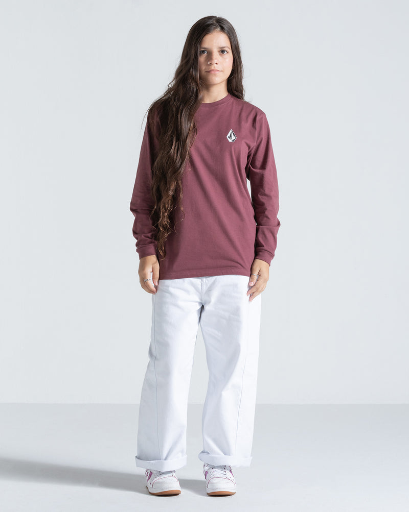 Camiseta Manga Longa Juvenil Volcom Iconic Bordô