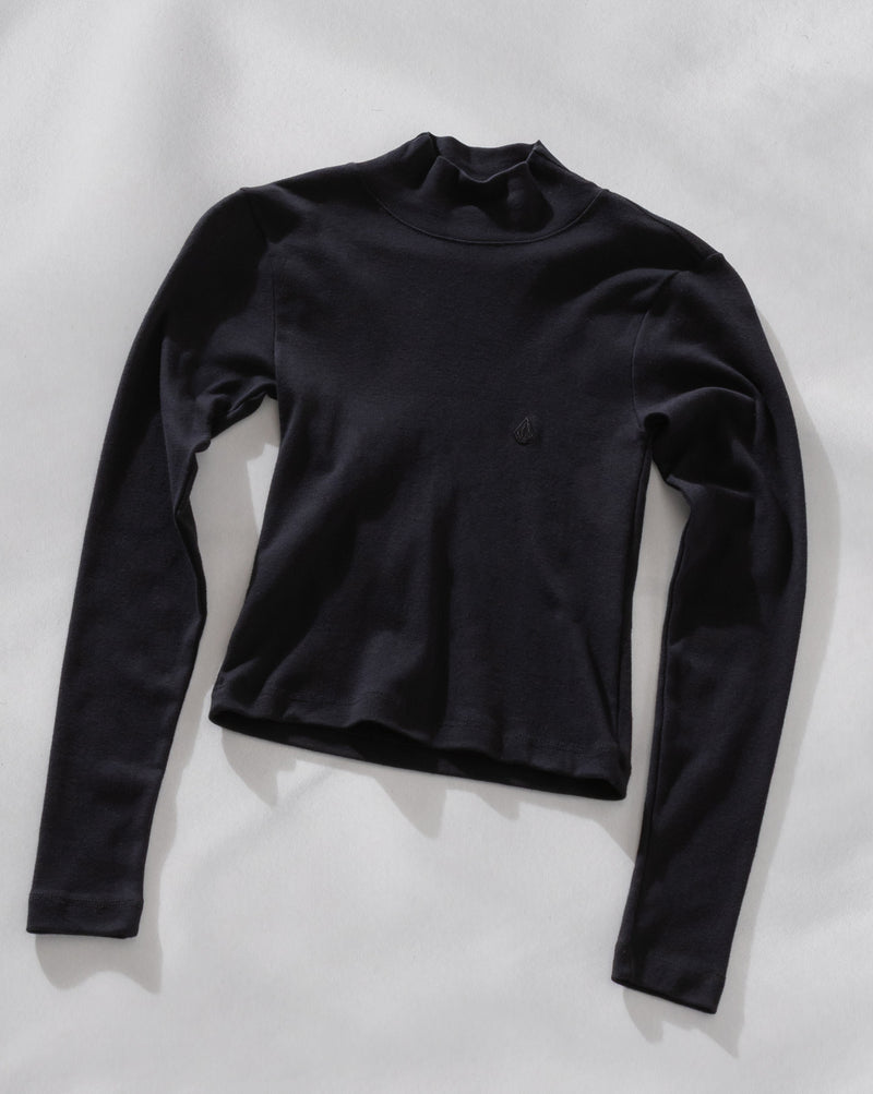 Camiseta Especial Manga Longa Volcom Mock Neck Preta