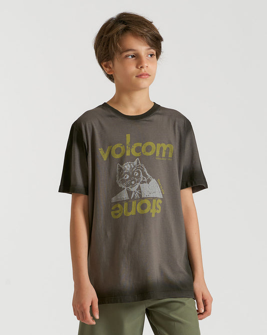 Camiseta Volcom Regular Stonepur Juvenil Cinza