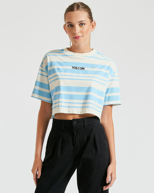 Camiseta Volcom Cropped Stripes Azul