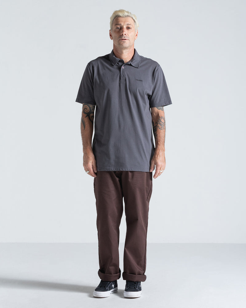 Camiseta Polo Volcom Corporate Cinza Chumbo