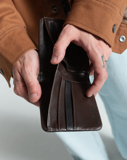 Carteira Volcom Slim Stone Marrom Escuro