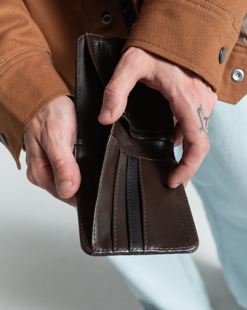 Carteira Volcom Slim Stone Marrom Escuro