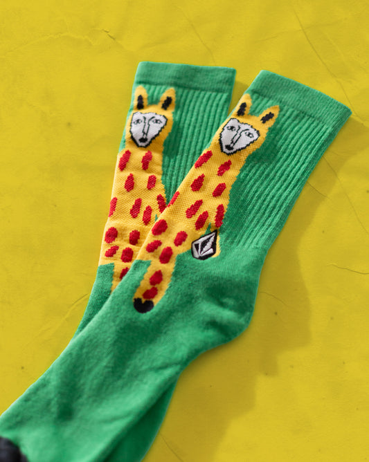 Meia Volcom FA x Alucinandinho Leopard Verde