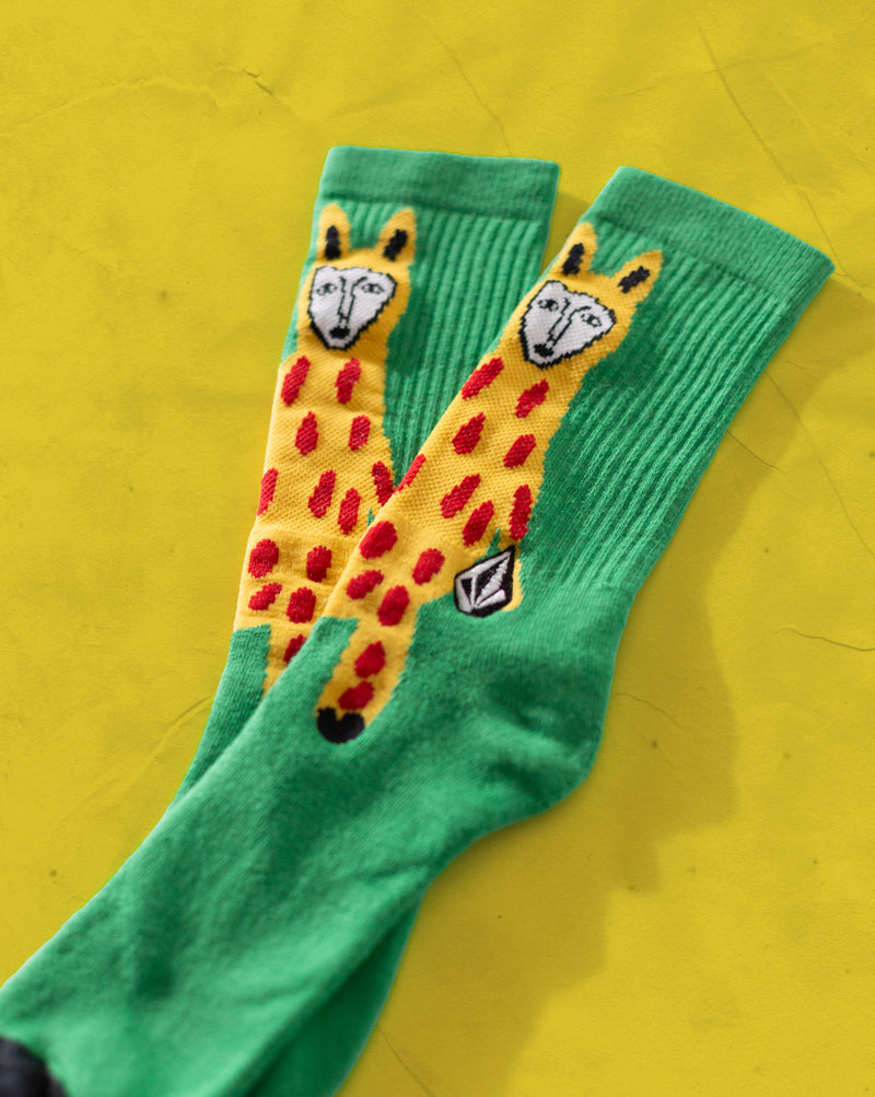 Meia Volcom FA x Alucinandinho Leopard Verde