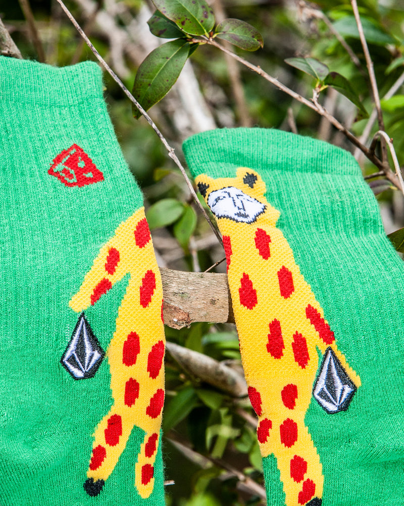 Meia Volcom FA x Alucinandinho Leopard Verde