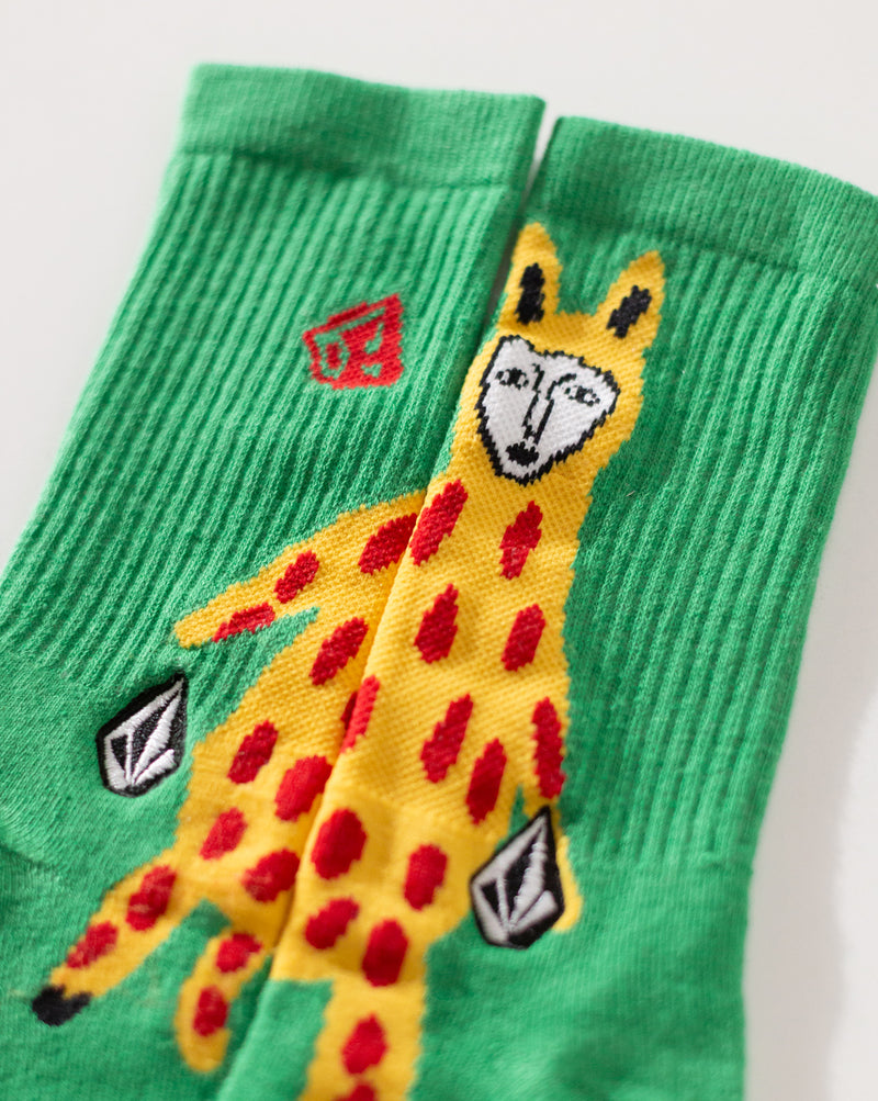 Meia Volcom FA x Alucinandinho Leopard Verde