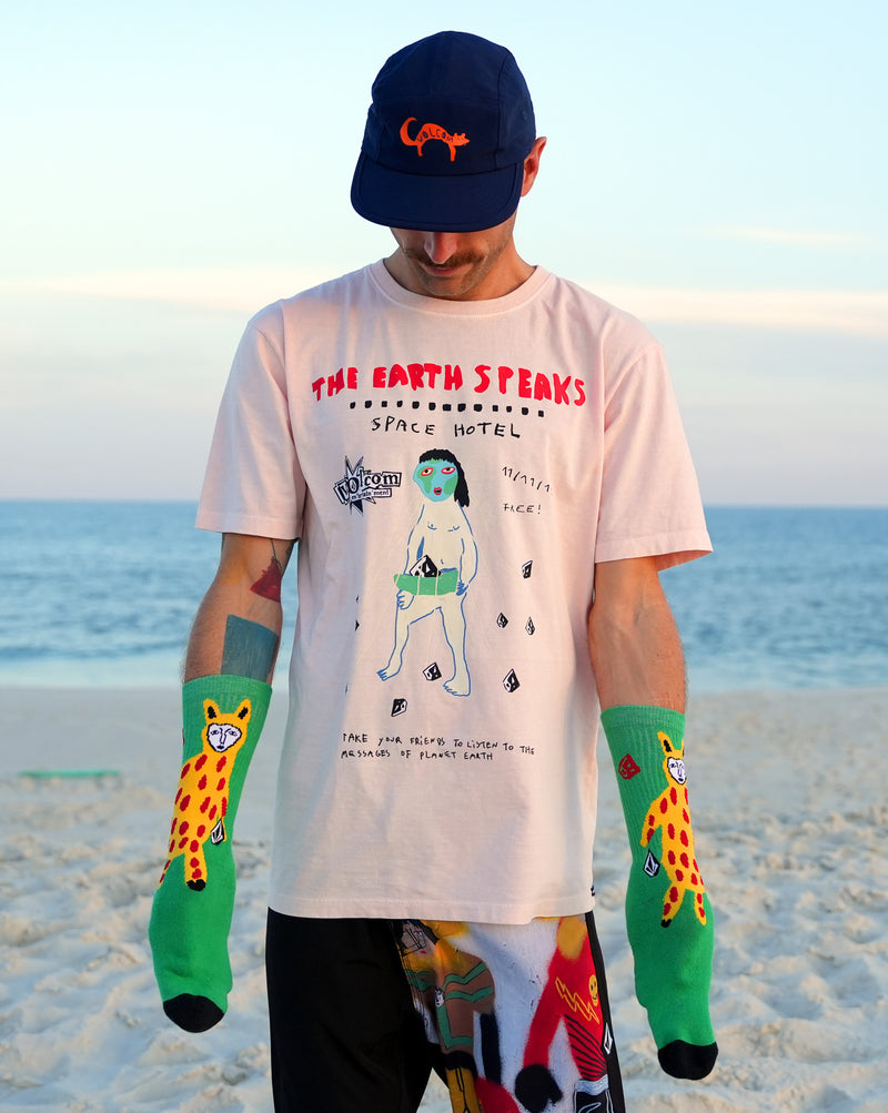 Meia Volcom FA x Alucinandinho Leopard Verde