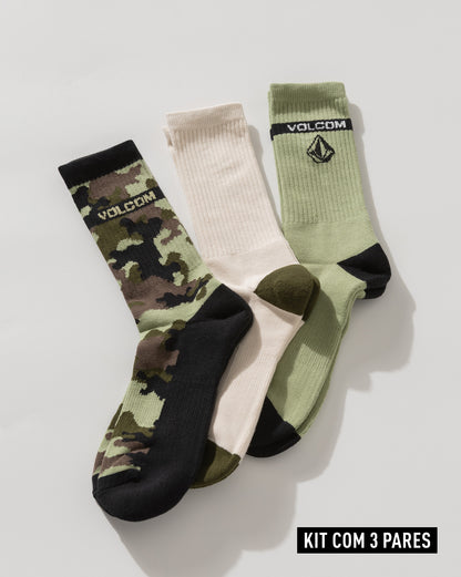 Kit 3 Meias Cotton Blend Camo