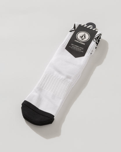 Meia Front Boarded Ribbed Crew Branca