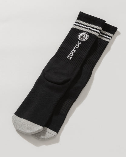Meia Front Boarded Ribbed Crew Preta