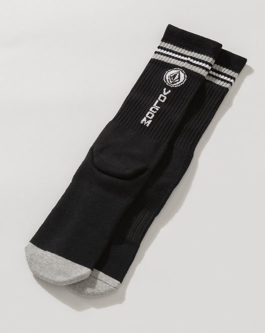 Meia Front Boarded Ribbed Crew Preta