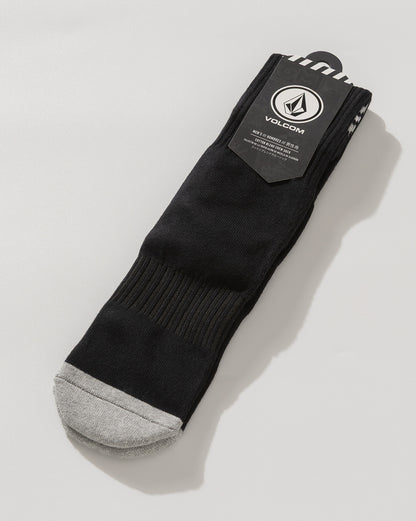 Meia Front Boarded Ribbed Crew Preta