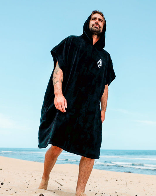Poncho Volcom Iconic Stone Towel Preto