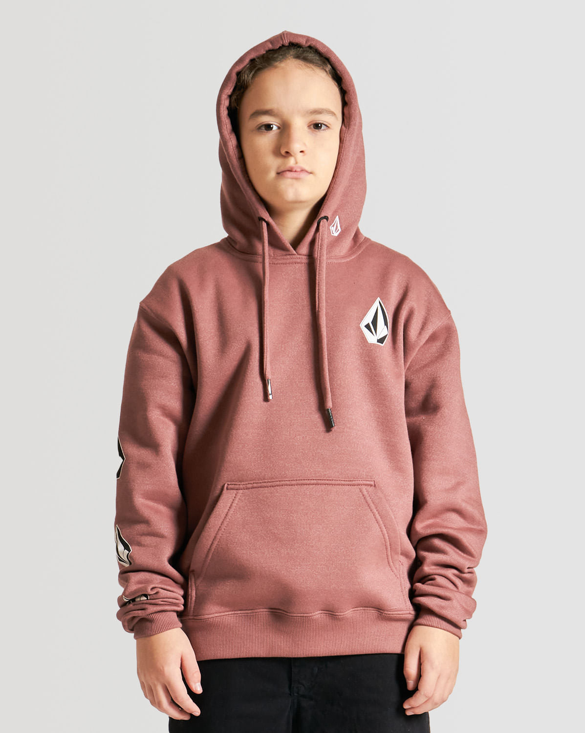 Moletom Volcom Canguru Iconic Juvenil Vinho