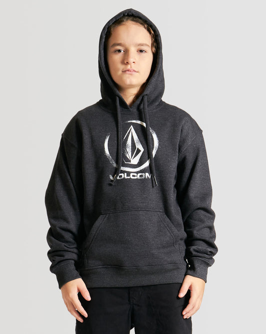 Moletom Volcom Canguru Logo Juvenil Preto