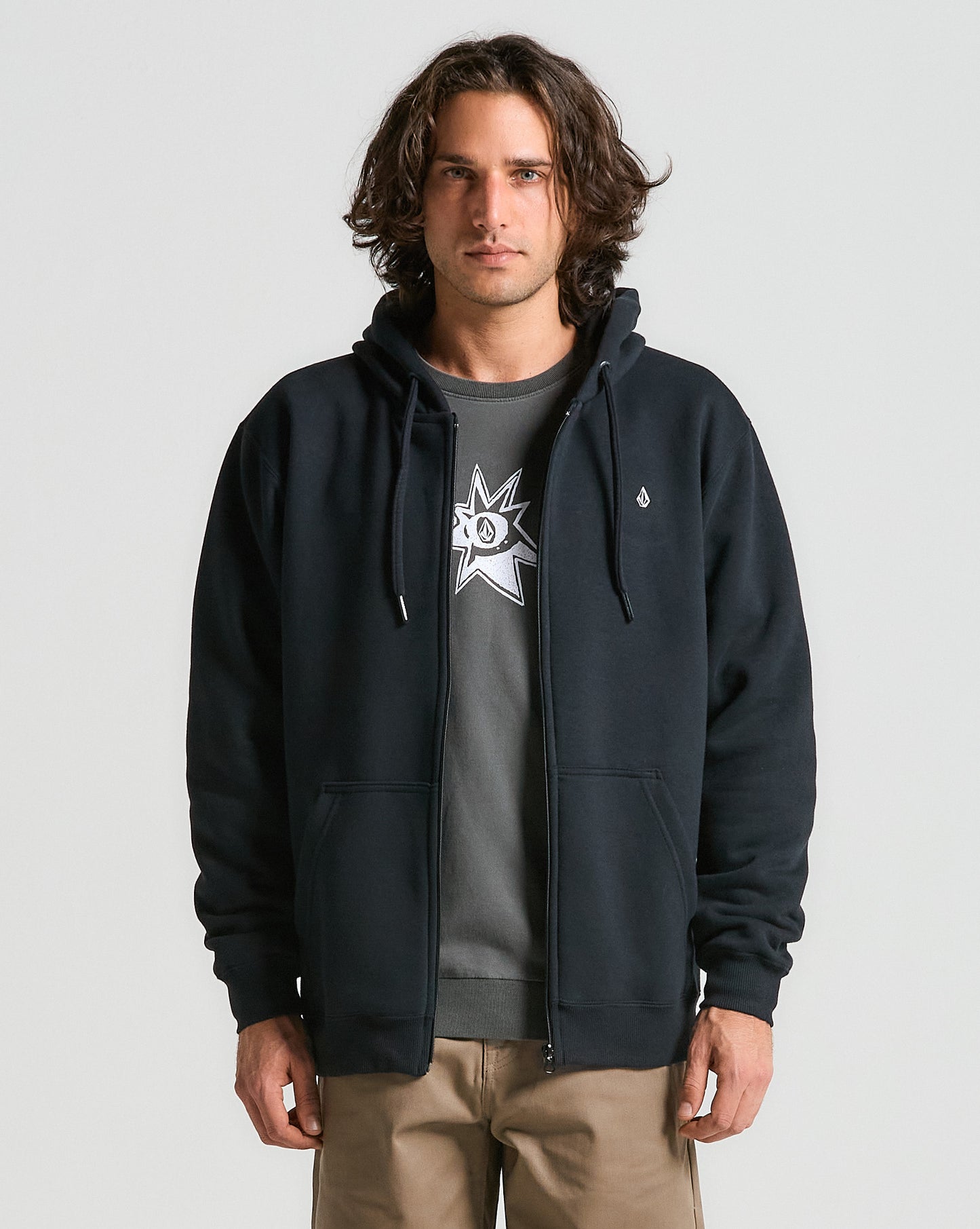 Moletom Volcom Canguru Single Stone Preto