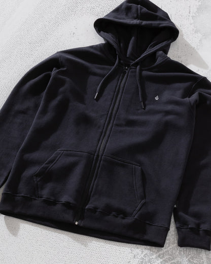 Moletom Canguru Aberto Volcom Single Stone Preto