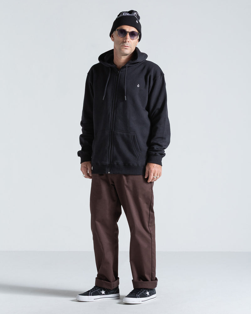 Moletom Canguru Aberto Volcom Single Stone Preto