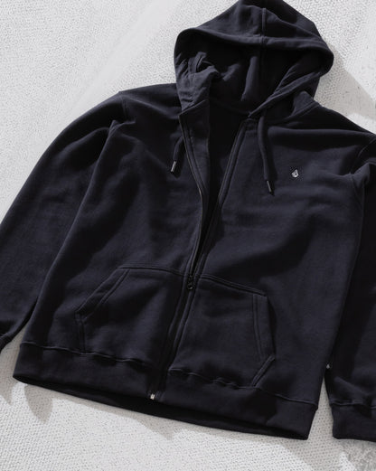 Moletom Canguru Aberto Volcom Single Stone Preto
