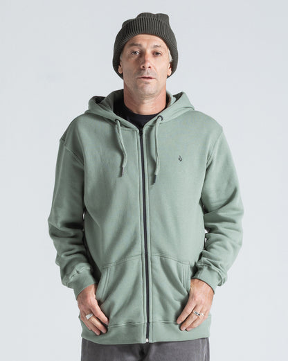 Moletom Canguru Aberto Volcom Single Stone Verde Claro