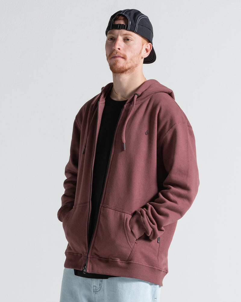 Moletom Canguru Aberto Volcom Single Stone Bordô