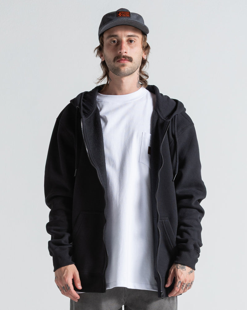 Moletom Canguru Aberto Volcom Axestone Preto