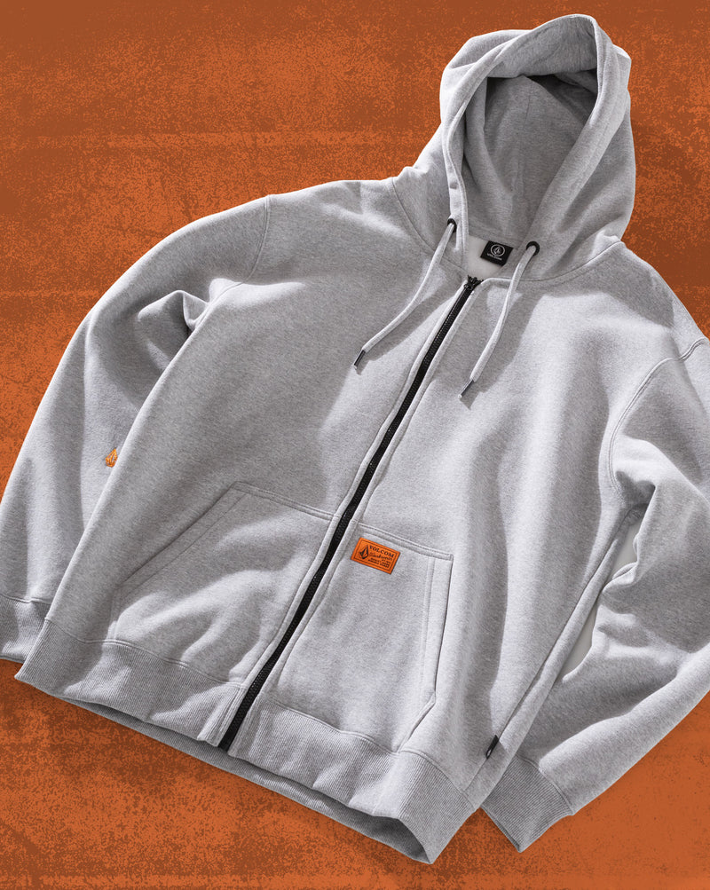 Moletom Canguru Aberto Volcom Axestone Cinza Mescla