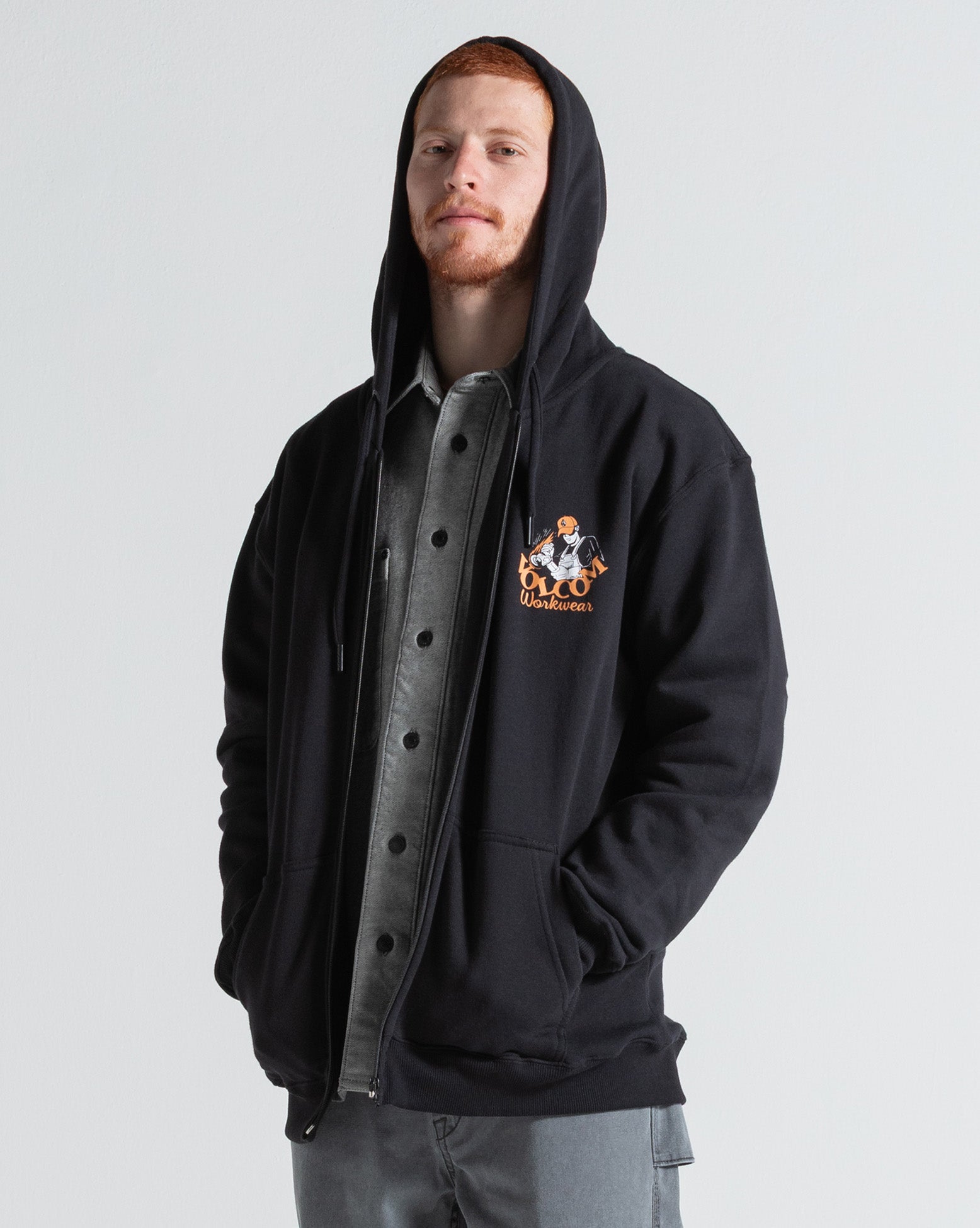 Moletom Canguru Aberto Volcom Grindit Preto - Volcom Brasil - Loja