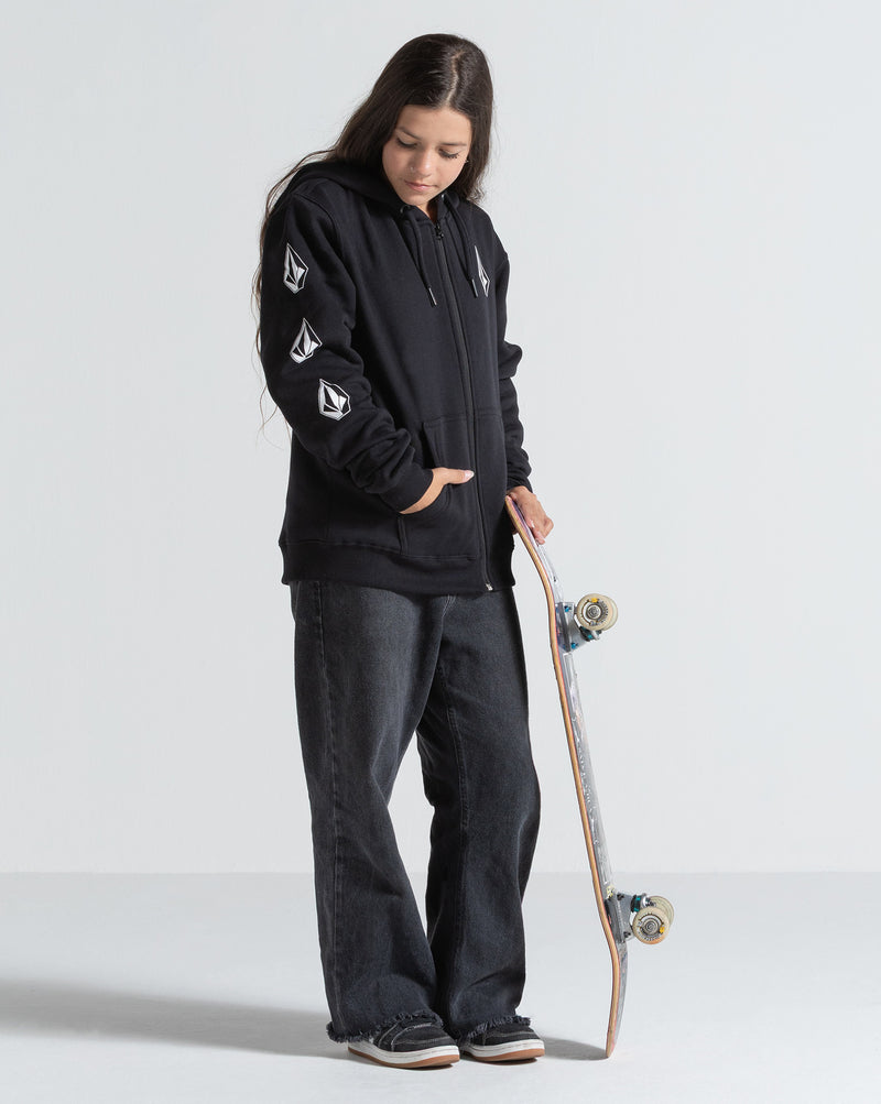 Moletom Canguru Aberto Volcom Iconic Stone Preto