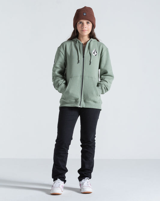 Moletom Canguru Aberto Volcom Iconic Stone Verde Claro