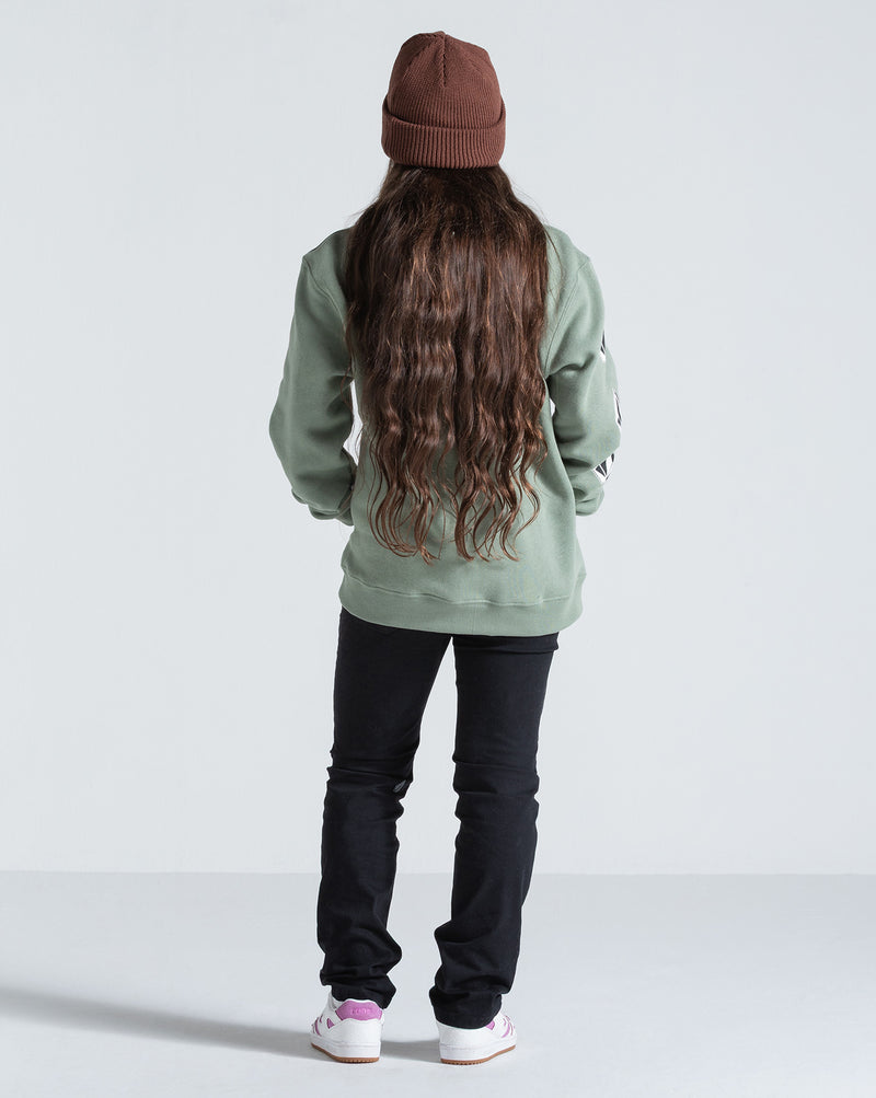 Moletom Canguru Aberto Volcom Iconic Stone Verde Claro
