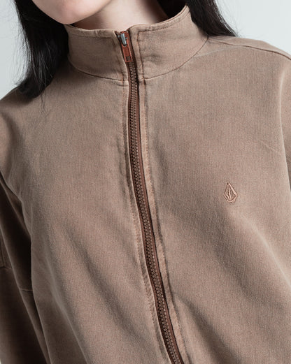 Moletom Canguru Aberto Volcom Stoned Bege