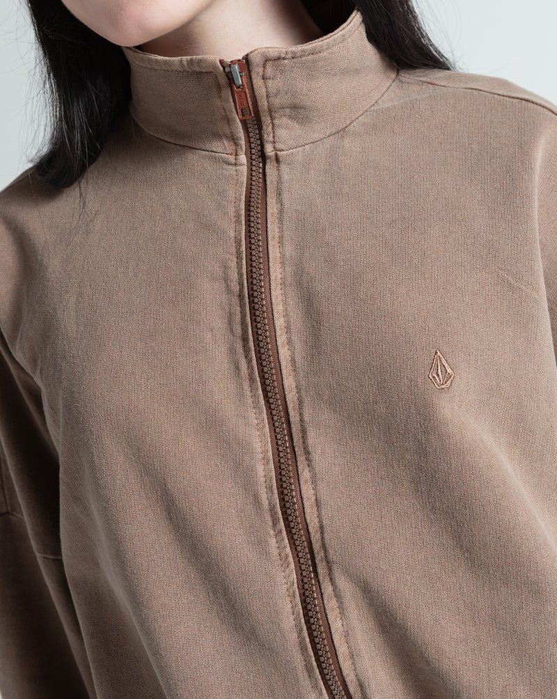 Moletom Canguru Aberto Volcom Stoned Bege