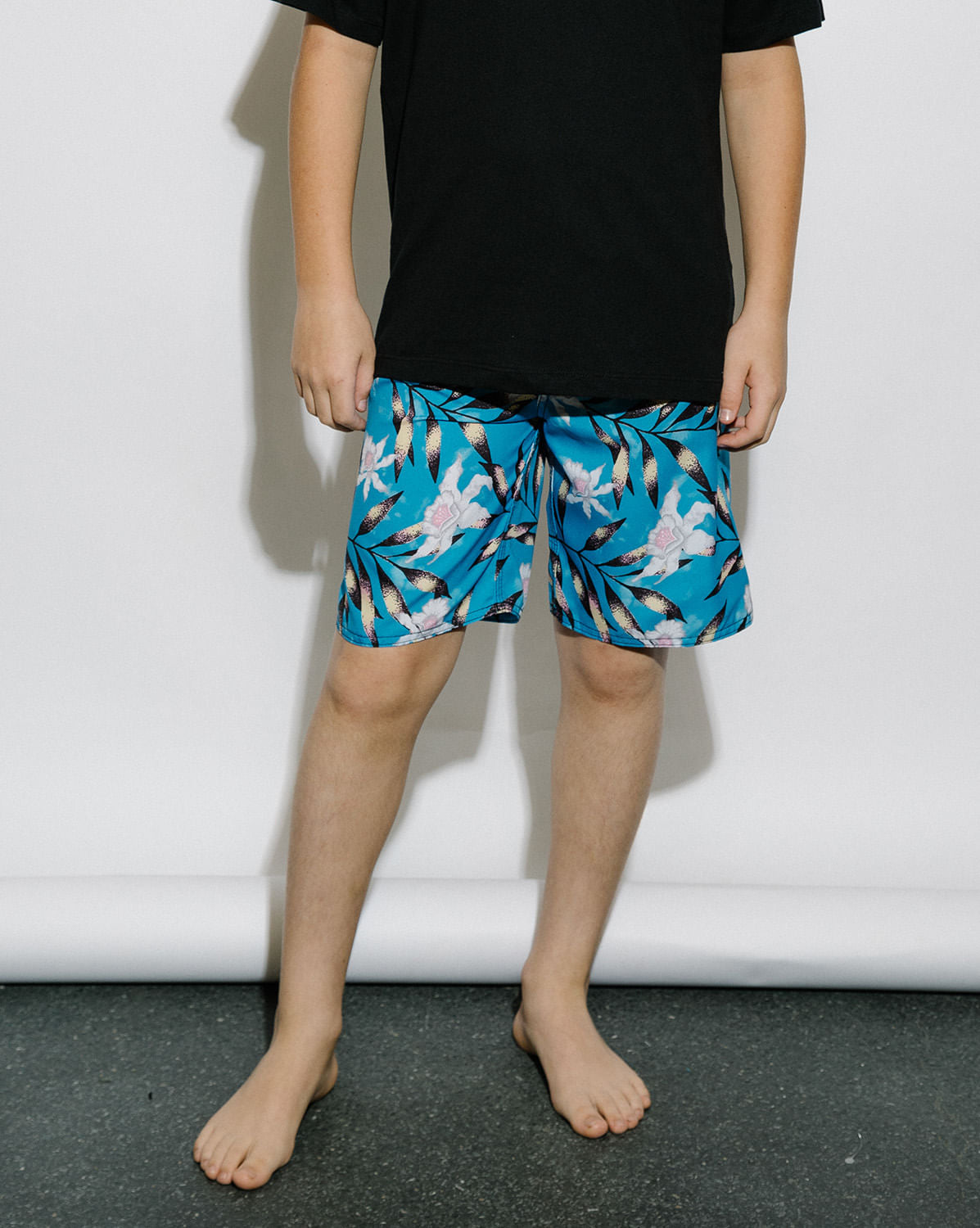 Boardshort Tropical Floral Juvenil Azul