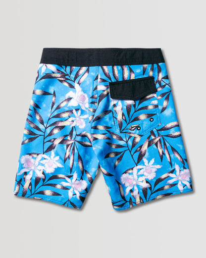 Boardshort Tropical Floral Juvenil Azul