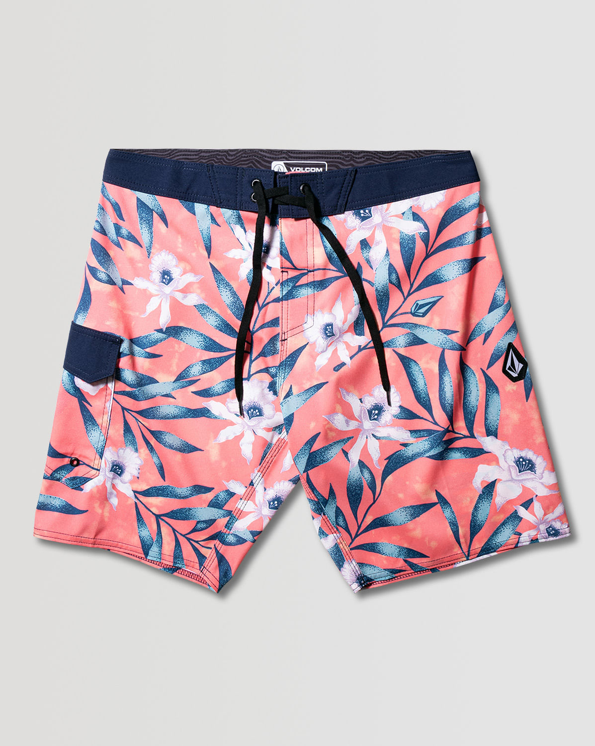 Boardshort Tropical Floral Juvenil Laranja